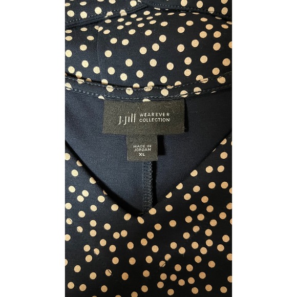 JJill Wearever Collection Sleeveless Maxi Dress XL Navy w/Beige Dot Cutout Back - Picture 4 of 8